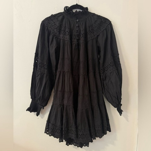 Anthropologie Maeve Eyelet Long-Sleeve Lace Mini Dress - Picture 6 of 10